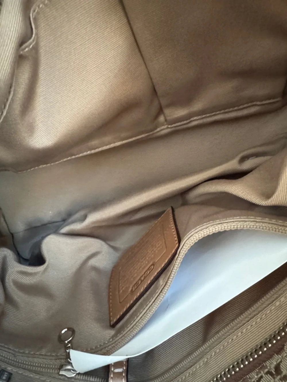 Coach Vintage Brown Signature Canvas Shoulder Bag with Tan Trim